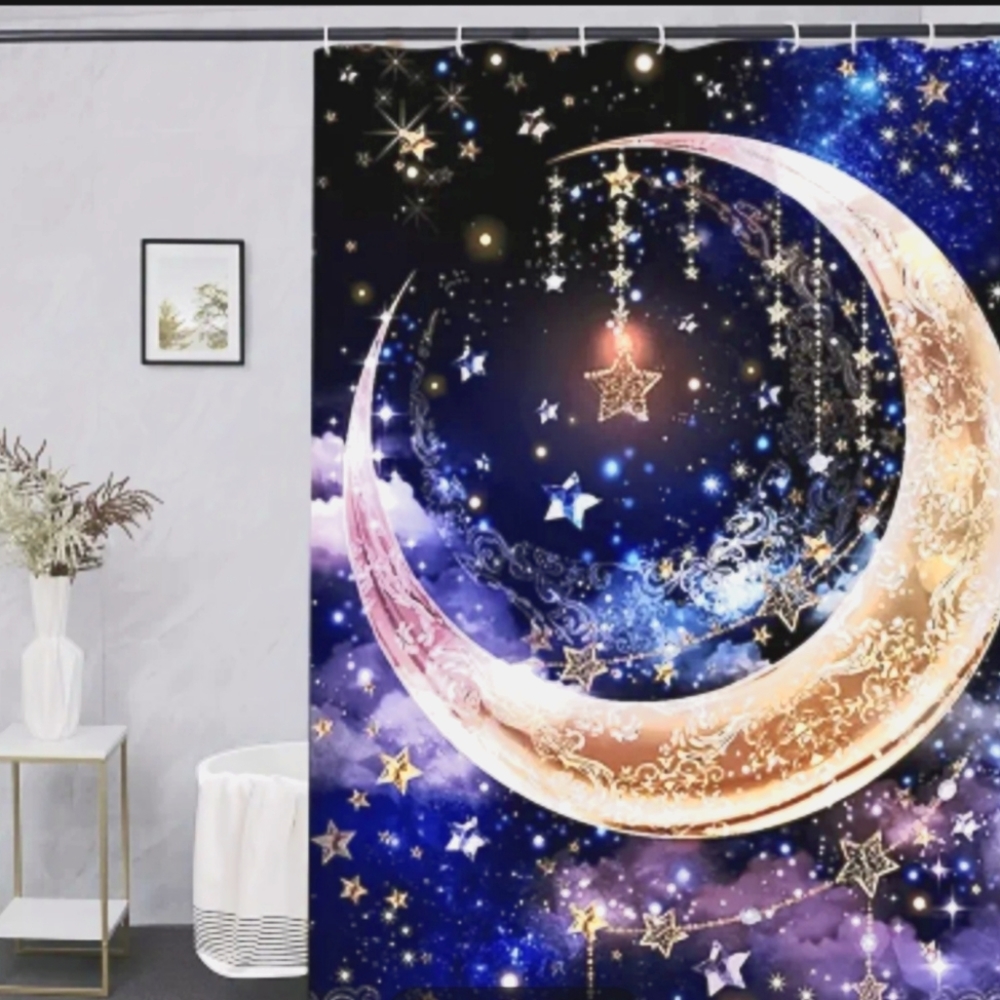 WORLD MARKET (PIER ONE) CELESTIAL  MOON & SHOWER CURTAIN NWT